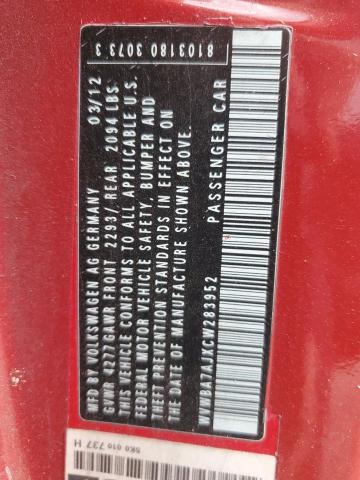 WVWBA7AJXCW283952 - 2012 VOLKSWAGEN GOLF RED photo 12