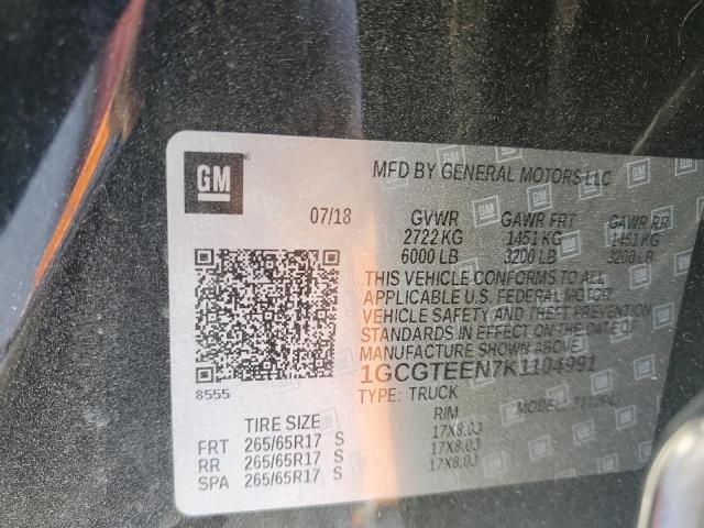 1GCGTEEN7K1104991 - 2019 CHEVROLET COLORADO ZR2 BLACK photo 12