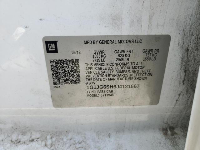 1G1JG6SH6J4131667 - 2018 CHEVROLET SONIC WHITE photo 12