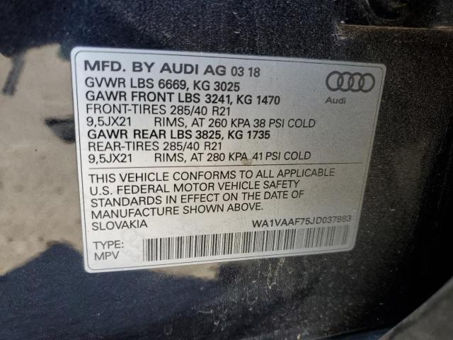 WA1VAAF75JD037983 - 2018 AUDI Q7 PRESTIGE 黑色 照片 13