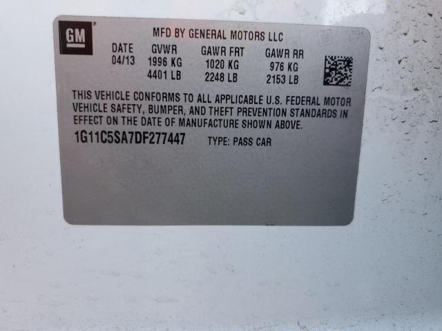 1G11C5SA7DF277447 - 2013 CHEVROLET MALIBU 1LT WHITE photo 12