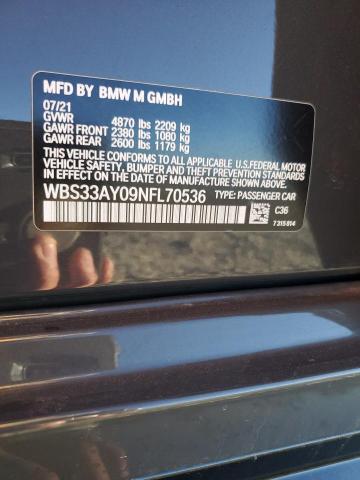 WBS33AY09NFL70536 - 2022 BMW M3 COMPETITION GRAY photo 12