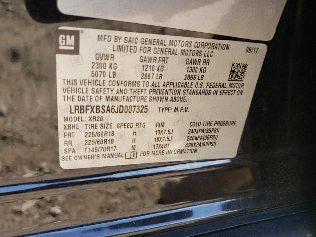 LRBFXBSA6JD007325 - 2018 BUICK ENVISION PREFERRED შავი ფოტო 13