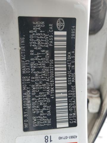 4T1BK1EB7DU032750 - 2013 TOYOTA AVALON BASE Blanc photo 13