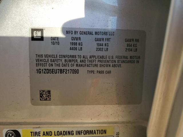 1G1ZD5EU7BF217090 - 2011 CHEVROLET MALIBU 2LT SILVER photo 12