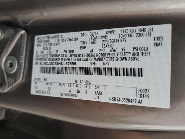 5LMCJ2C98HUL62655 - 2017 LINCOLN MKC SELECT Zielony zdjęcie 13