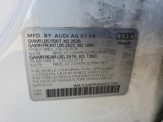 WA1LKAFP0AA022748 - 2010 AUDI Q5 PREMIUM PLUS 白色 照片 12