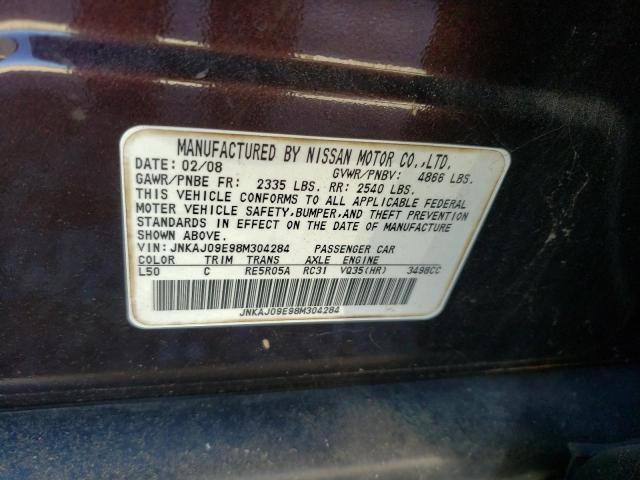 JNKAJ09E98M304284 - 2008 INFINITI EX35 BASE 勃艮第红 照片 13