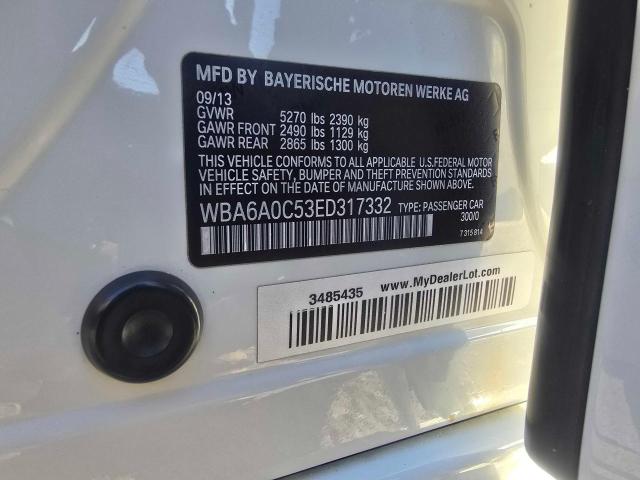 WBA6A0C53ED317332 - 2014 BMW 640 I GRAN COUPE WHITE photo 10