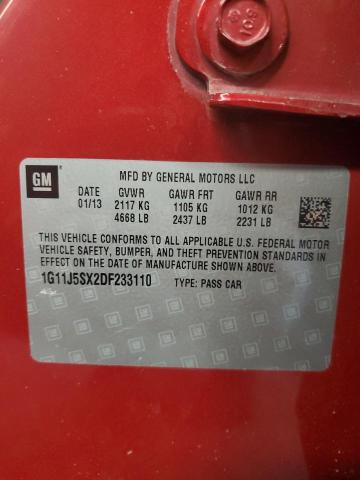 1G11J5SX2DF233110 - 2013 CHEVROLET MALIBU LTZ MAROON photo 12