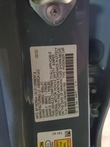 19XFL1H83NE011560 - 2022 HONDA CIVIC SPORT TOURING BLUE photo 12