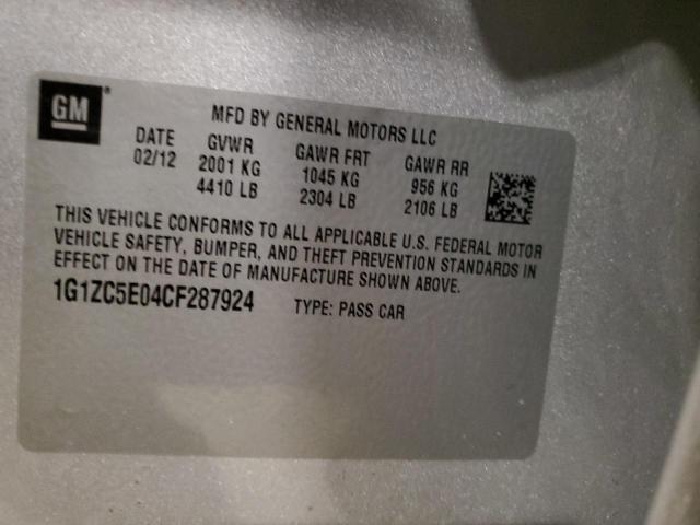 1G1ZC5E04CF287924 - 2012 CHEVROLET MALIBU 1LT SILVER photo 12