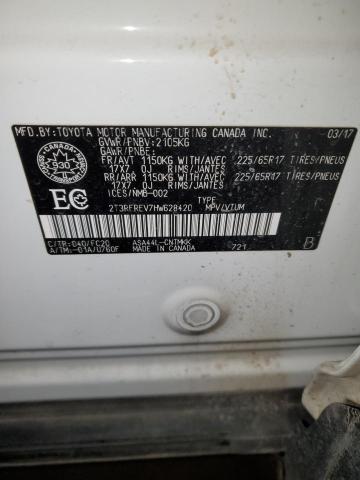 2T3RFREV7HW628420 - 2017 TOYOTA RAV4 XLE თეთრი ფოტო 13