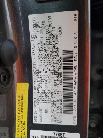 5TFJU4GN5DX041786 - 2013 TOYOTA TACOMA DOUBLE CAB PRERUNNER GRAY photo 12