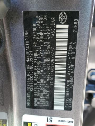 4T1C11AK9NU629767 - 2022 TOYOTA CAMRY LE GRAY photo 13