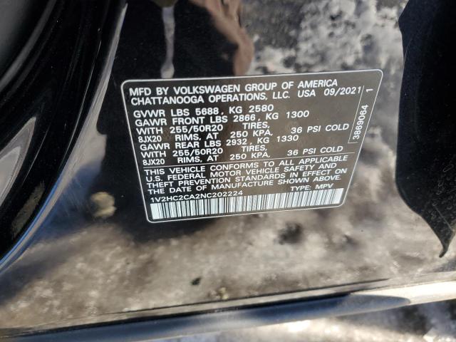 1V2HC2CA2NC202224 - 2022 VOLKSWAGEN ATLAS CROS SE Чорний фото 13