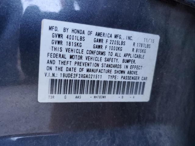 19UDE2F3XGA021511 - 2016 ACURA ILX BASE WATCH PLUS CHARCOAL photo 13