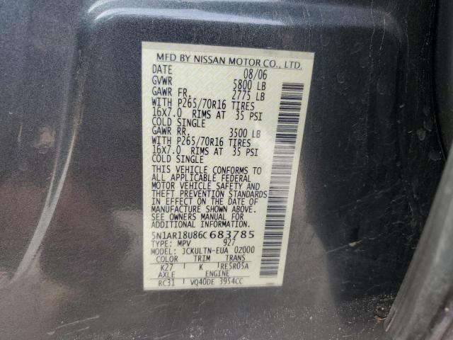 5N1AR18U86C683785 - 2006 NISSAN PATHFINDER LE ნაცრისფერი ფოტო 13
