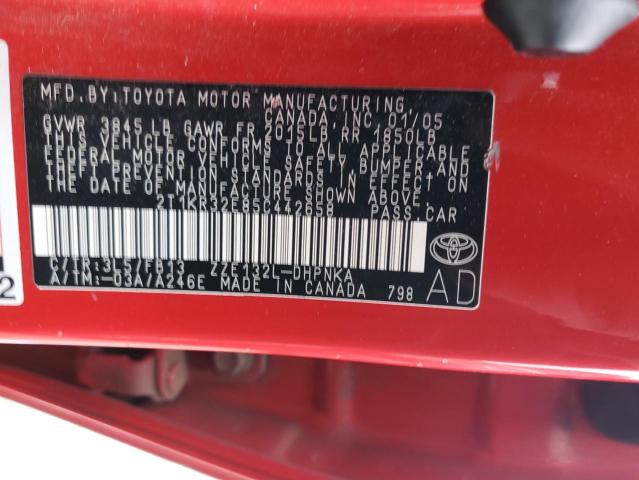 2T1KR32E85C442658 - 2005 TOYOTA COROLLA MA XR RED photo 13