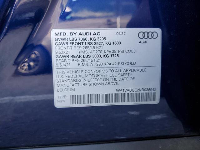 WA1VABGE2NB036942 - 2022 AUDI E-TRON CHRONOS BLUE photo 14