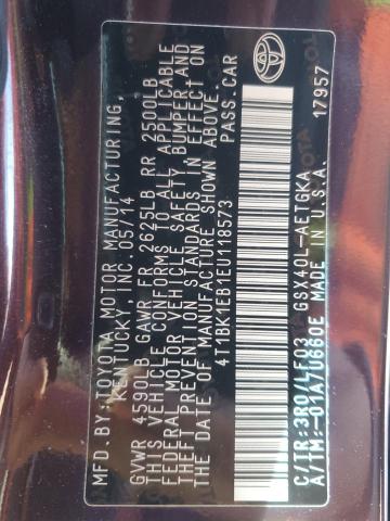 4T1BK1EB1EU118573 - 2014 TOYOTA AVALON BASE 勃艮第红 照片 13