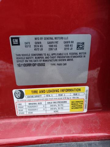 1G11D5RR1DF105682 - 2013 CHEVROLET MALIBU 1LT RED photo 12