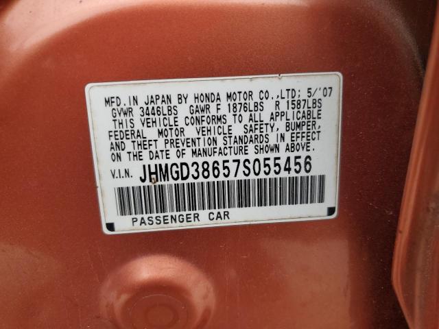 JHMGD38657S055456 - 2007 HONDA FIT S ნარინჯისფერი ფოტო 13