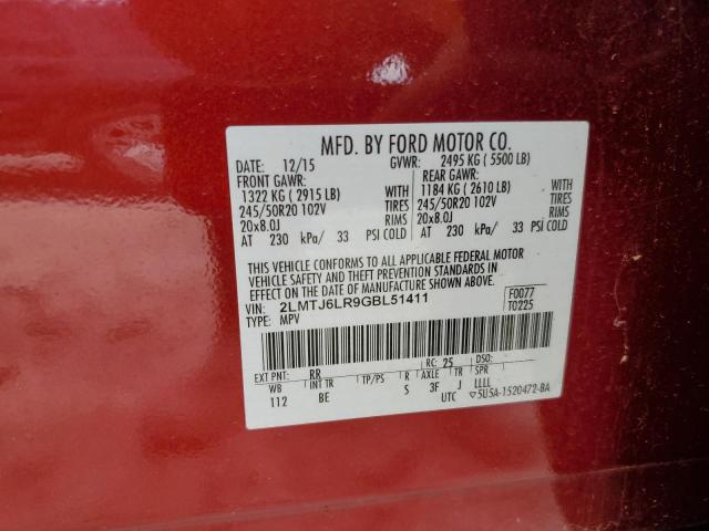 2LMTJ6LR9GBL51411 - 2016 LINCOLN MKX RESERVE Բորդո լուսանկար 13