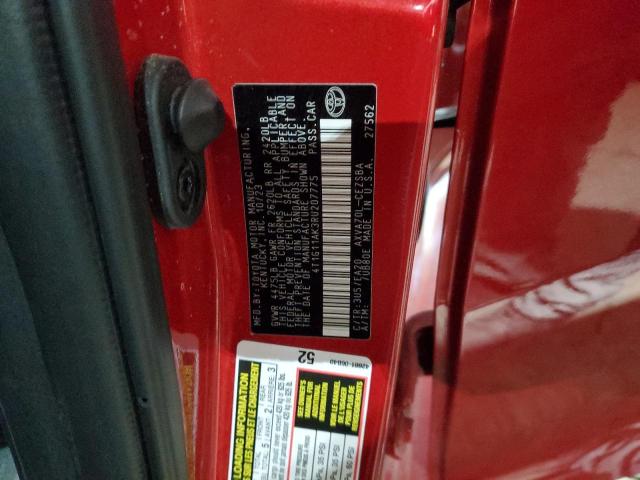 4T1G11AK3RU207775 - 2024 TOYOTA CAMRY SE NIGHT SHADE RED photo 12