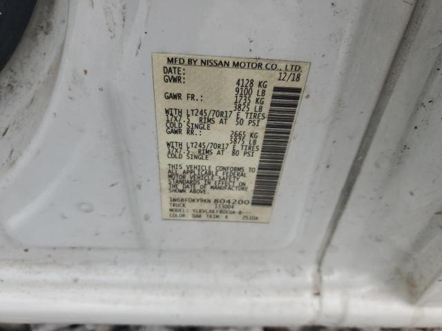 1N6BF0KY9KN804200 - 2019 NISSAN NV 2500 S WHITE photo 12