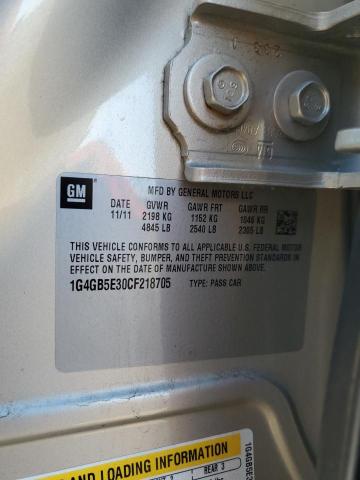 1G4GB5E30CF218705 - 2012 BUICK LACROSSE CONVENIENCE 银色 照片 12