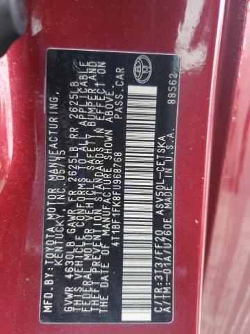 4T1BF1FK8FU968768 - 2015 TOYOTA CAMRY LE BURGUNDY photo 13