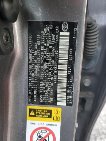 4T4BF1FK5GR580582 - 2016 TOYOTA CAMRY LE GRAY photo 12