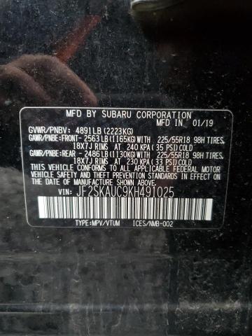 JF2SKAUC9KH491025 - 2019 SUBARU FORESTER LIMITED Qara foto 12