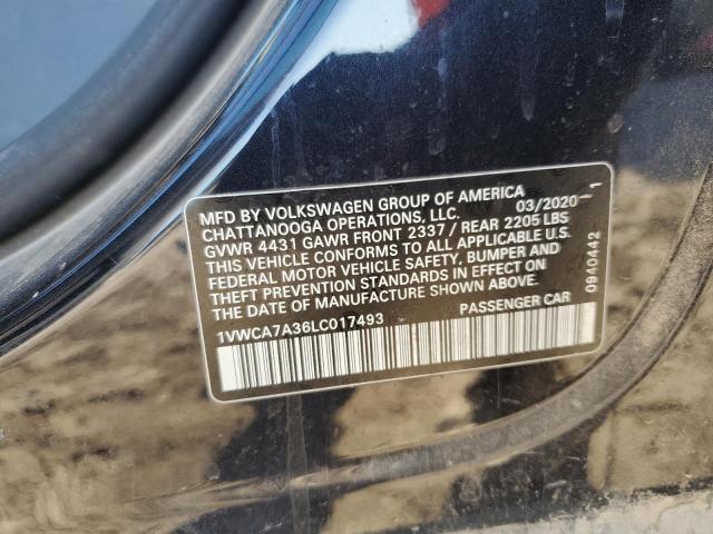 1VWCA7A36LC017493 - 2020 VOLKSWAGEN PASSAT SEL Սև լուսանկար 12