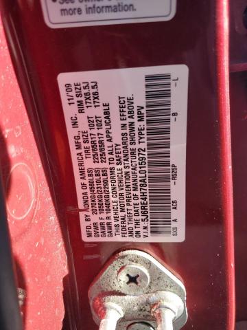 5J6RE4H78AL015972 - 2010 HONDA CR-V EXL Qırmızı foto 13