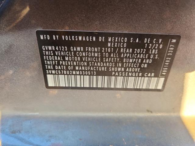 3VWC57BU2MM030513 - 2021 VOLKSWAGEN JETTA S GRAY photo 13