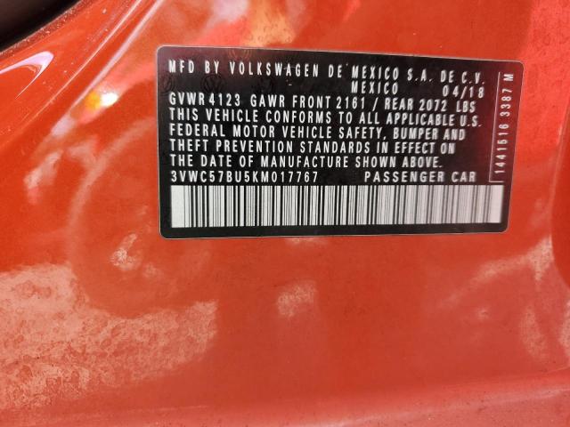 3VWC57BU5KM017767 - 2019 VOLKSWAGEN JETTA S ORANGE photo 13