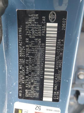 4T1G11AK2RU225538 - 2024 TOYOTA CAMRY SE NIGHT SHADE BLUE photo 12