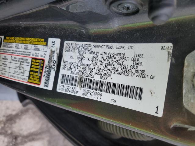 5TFUY5F18CX236852 - 2012 TOYOTA TUNDRA DOUBLE CAB SR5 GRAY photo 12