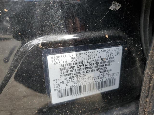 3N1AB7AP7KY222971 - 2019 NISSAN SENTRA S BLACK photo 12