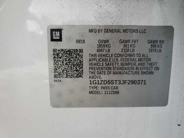 1G1ZD5ST3JF290371 - 2018 CHEVROLET MALIBU LT WHITE photo 12