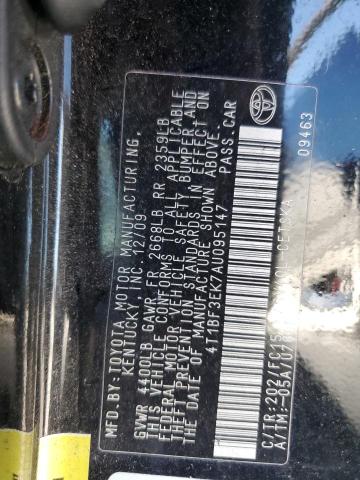 4T1BF3EK7AU095147 - 2010 TOYOTA CAMRY BASE BLACK photo 13
