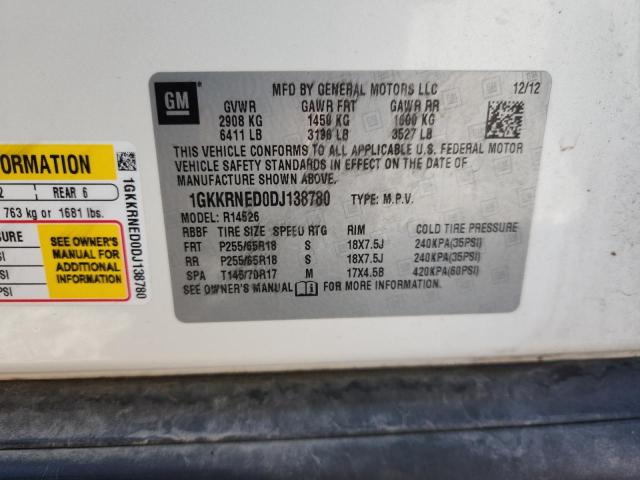 1GKKRNED0DJ138780 - 2013 GMC ACADIA SLE WHITE photo 13