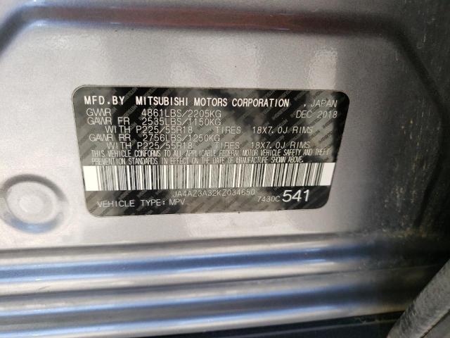 JA4AZ3A32KZ034650 - 2019 MITSUBISHI OUTLANDER SE Արծաթագույն լուսանկար 13