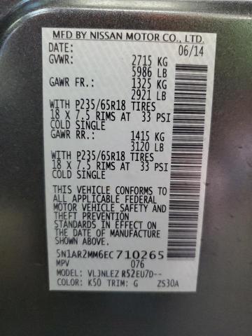 5N1AR2MM6EC710265 - 2014 NISSAN PATHFINDER S 石墨色 照片 13