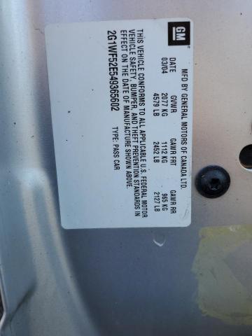 2G1WF52E549365602 - 2004 CHEVROLET IMPALA ვერცხლისფერი ფოტო 12