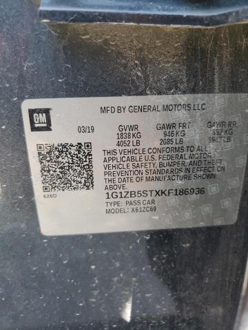 1G1ZB5STXKF186936 - 2019 CHEVROLET MALIBU LS Grafitowy zdjęcie 12