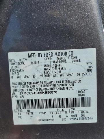 1FMCU94G69KB86878 - 2009 FORD ESCAPE LIMITED GRAY photo 13