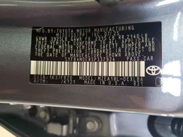 5YFB4MDE8SP337924 - 2025 TOYOTA COROLLA LE ნაცრისფერი ფოტო 13